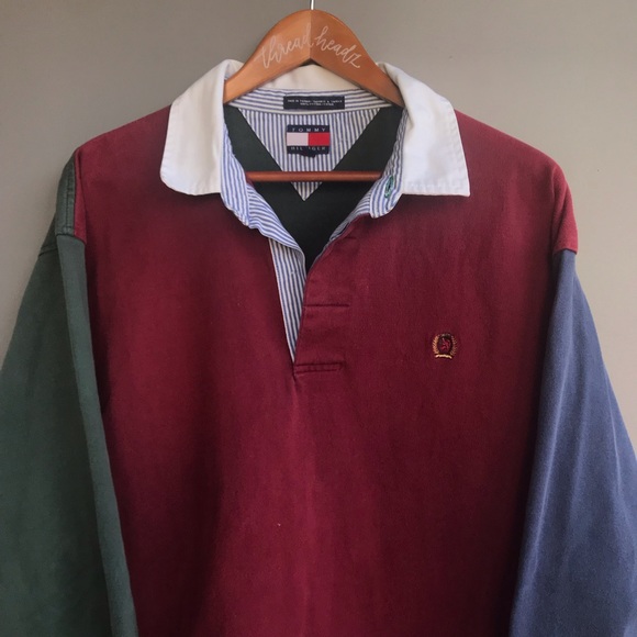 tommy jeans 90s colour block rugby shirt